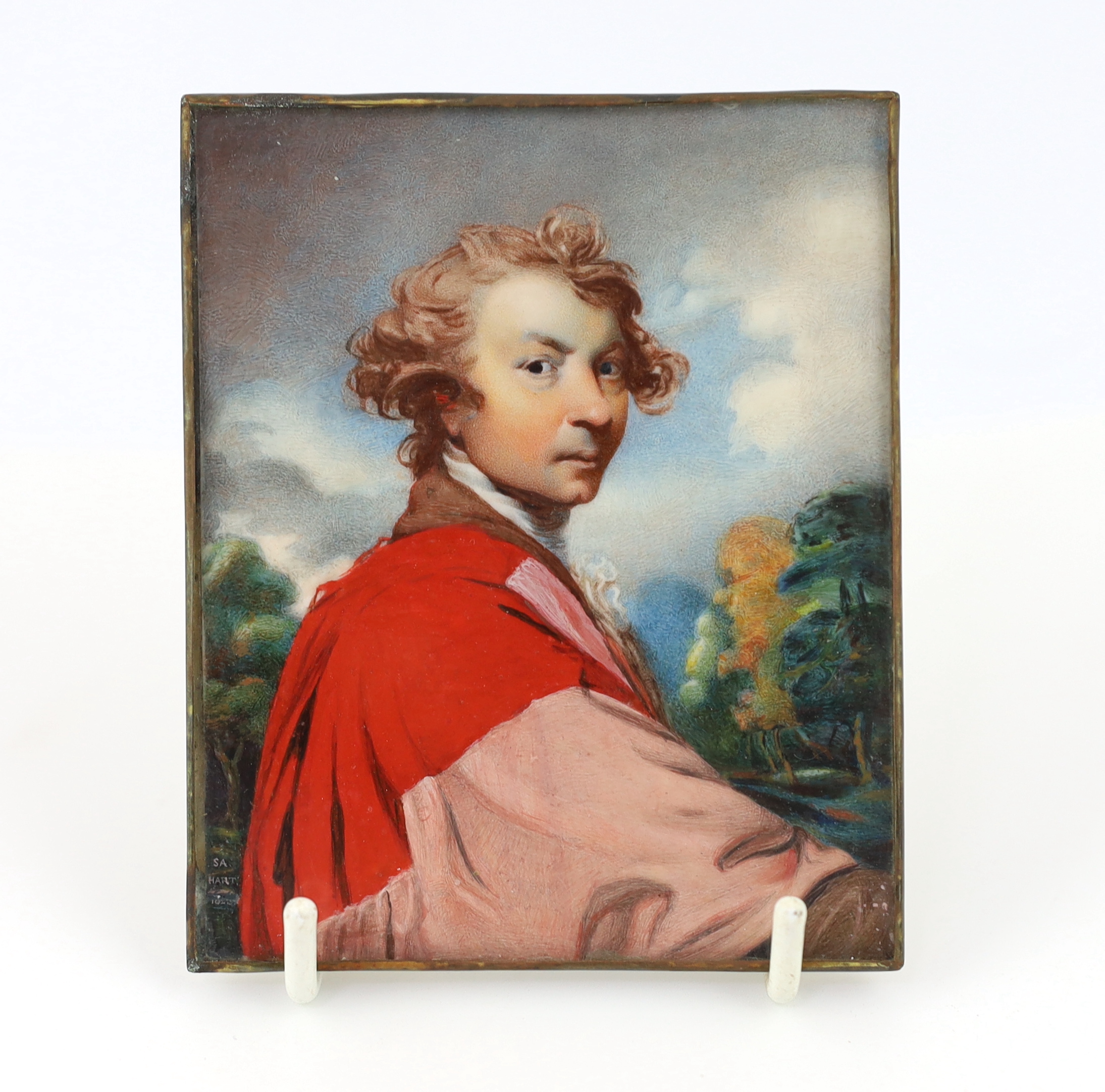 Solomon Alexander Hart R.A. (1806-1881) after Sir Joshua Reynolds PRA (1723-1792), Portrait miniature of Sir Joshua Reynolds, watercolour on ivory, 9.4 x 7.5cm. CITES Submission reference GELH3HJ9